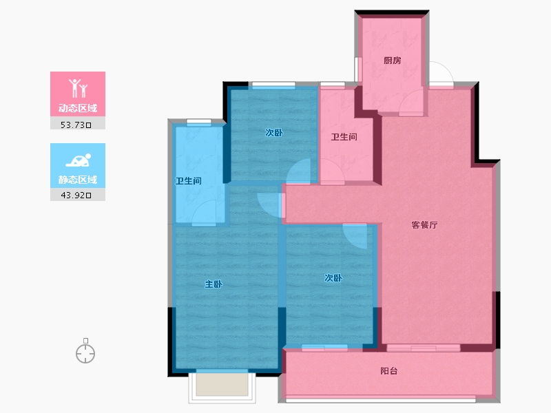 浙江省-宁波市-三里风荷-87.20-户型库-动静分区