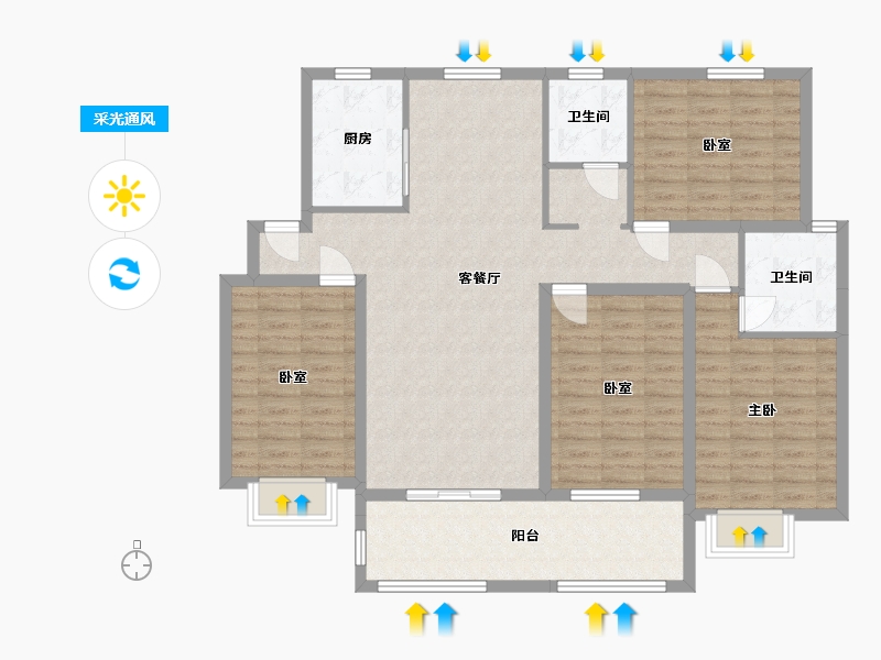 山东省-临沂市-鲁邦华府-130.00-户型库-采光通风