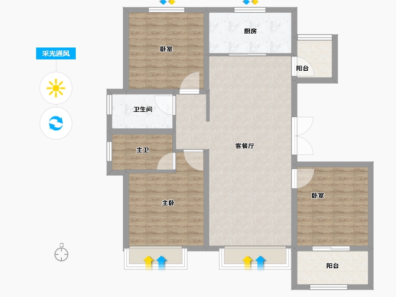 山东省-泰安市-特钢西区-100.81-户型库-采光通风