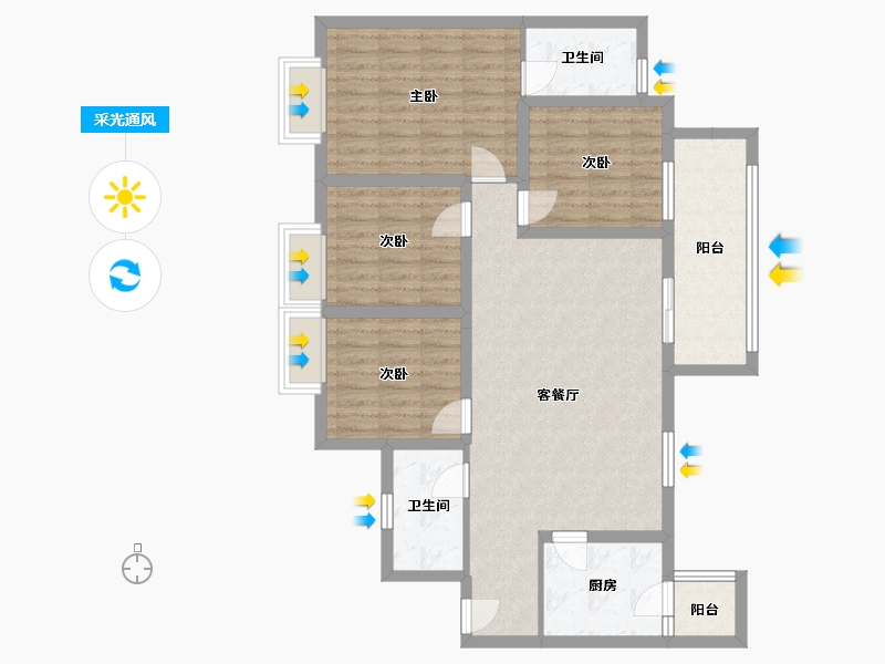 四川省-成都市-华润云庭-106.86-户型库-采光通风