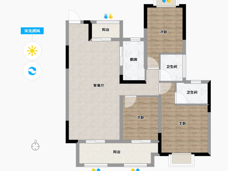 河南省-信阳市-淮滨建业·未来城-96.05-户型库-采光通风