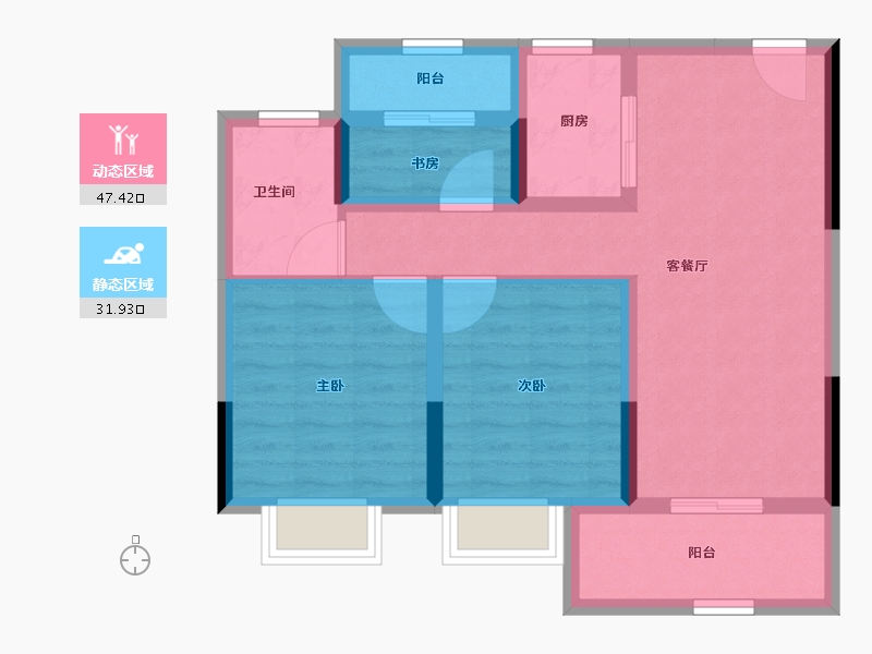 浙江省-宁波市-荣安春和景明-69.88-户型库-动静分区