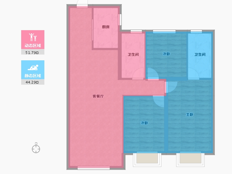 黑龙江省-哈尔滨市-金地峯范-86.89-户型库-动静分区