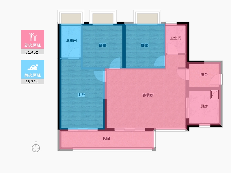 广东省-佛山市-保利时代天珀-80.20-户型库-动静分区