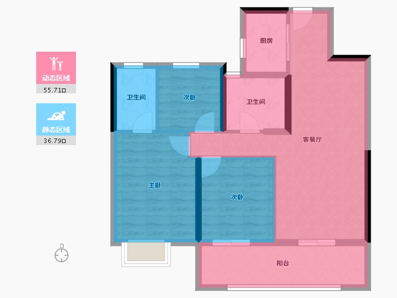 湖北省-宜昌市-金科云玺台-82.69-户型库-动静分区