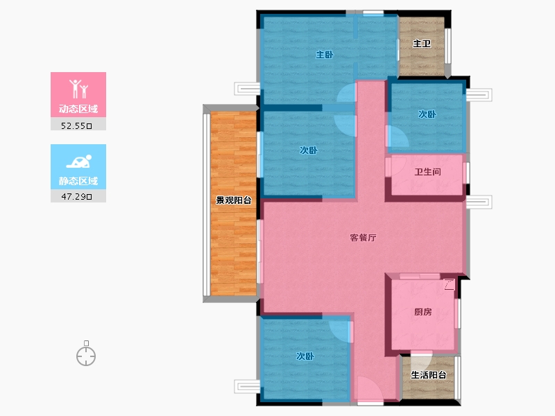 广东省-湛江市-华邦玥珑湾-108.66-户型库-动静分区