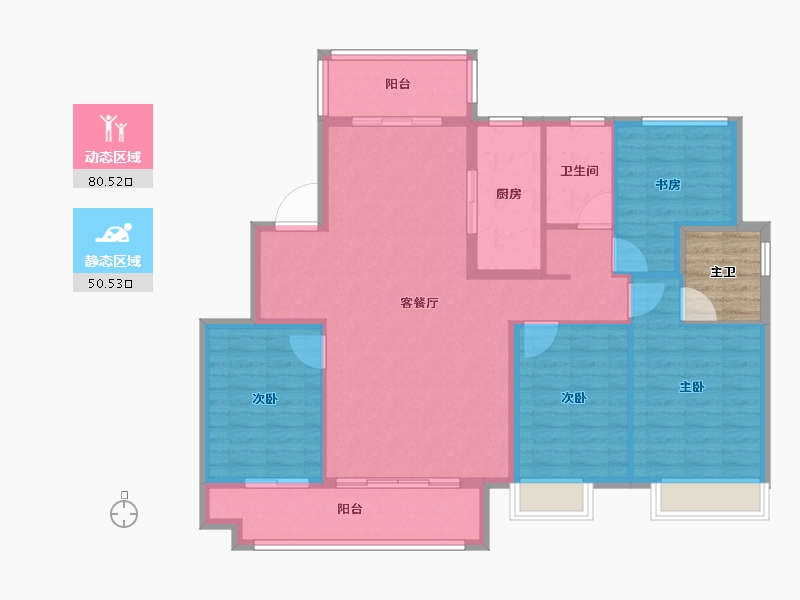 山东省-泰安市-新华·御湖庄园-124.00-户型库-动静分区