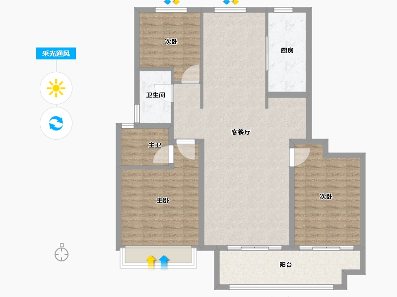 山东省-泰安市-新华·御湖庄园-112.00-户型库-采光通风