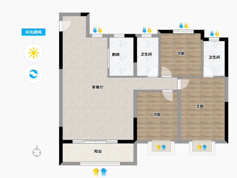 浙江省-宁波市-建发·春江悦-95.20-户型库-采光通风