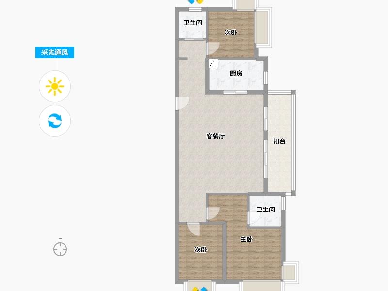 湖北省-武汉市-武汉雅居乐花园.-96.00-户型库-采光通风