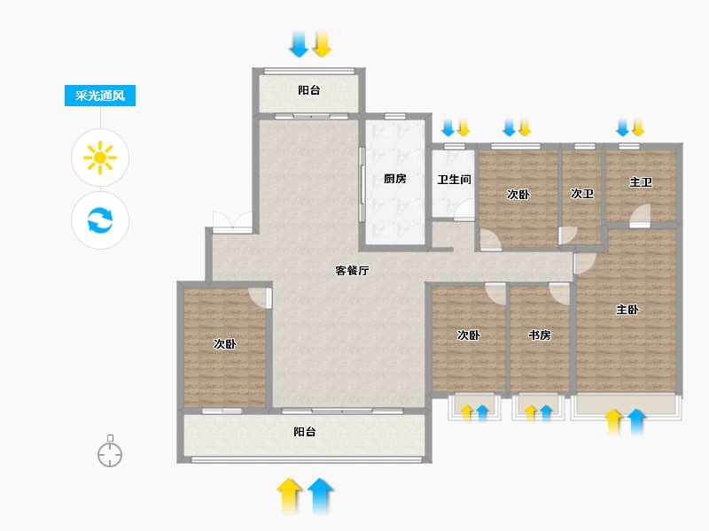 山东省-泰安市-新华·御湖庄园-194.70-户型库-采光通风