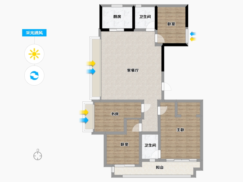 浙江省-杭州市-融悦天辰府-111.20-户型库-采光通风