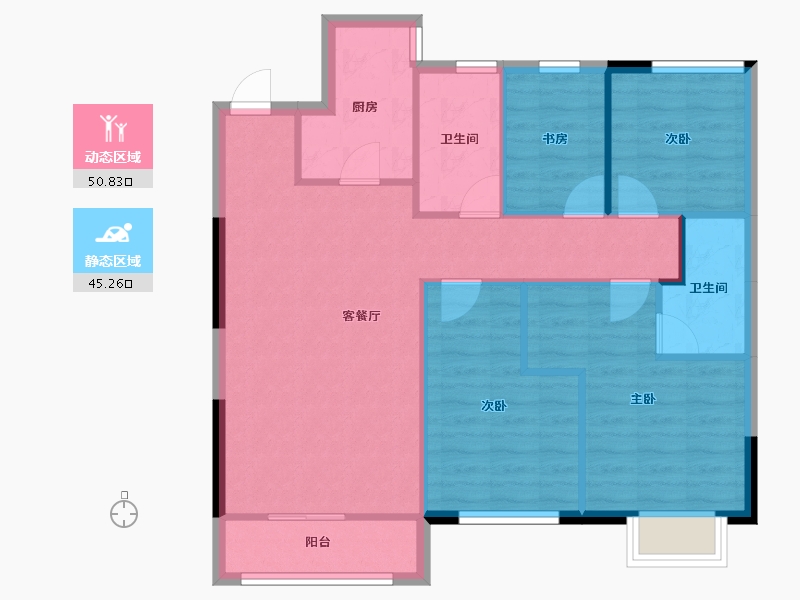 辽宁省-沈阳市-富禹天玺-87.13-户型库-动静分区