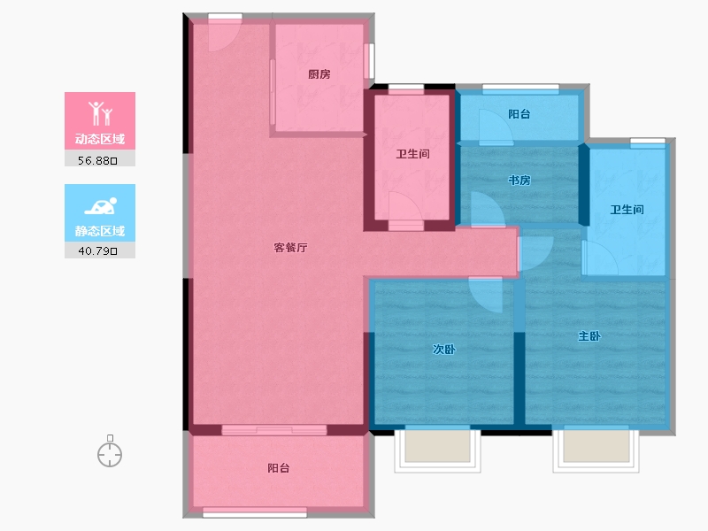 江苏省-南京市-卓越景枫蔚蓝郡-87.03-户型库-动静分区