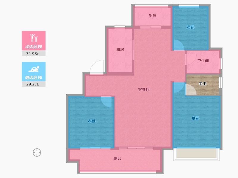 山东省-泰安市-新华·御湖庄园-104.80-户型库-动静分区