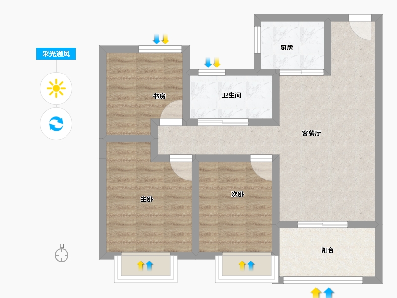 河南省-洛阳市-绿都中梁河风雅叙-68.77-户型库-采光通风