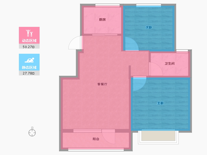 山东省-泰安市-圣源·国郡-69.61-户型库-动静分区