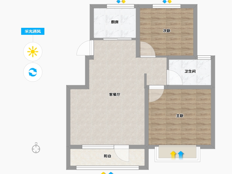 山东省-泰安市-圣源·国郡-69.61-户型库-采光通风