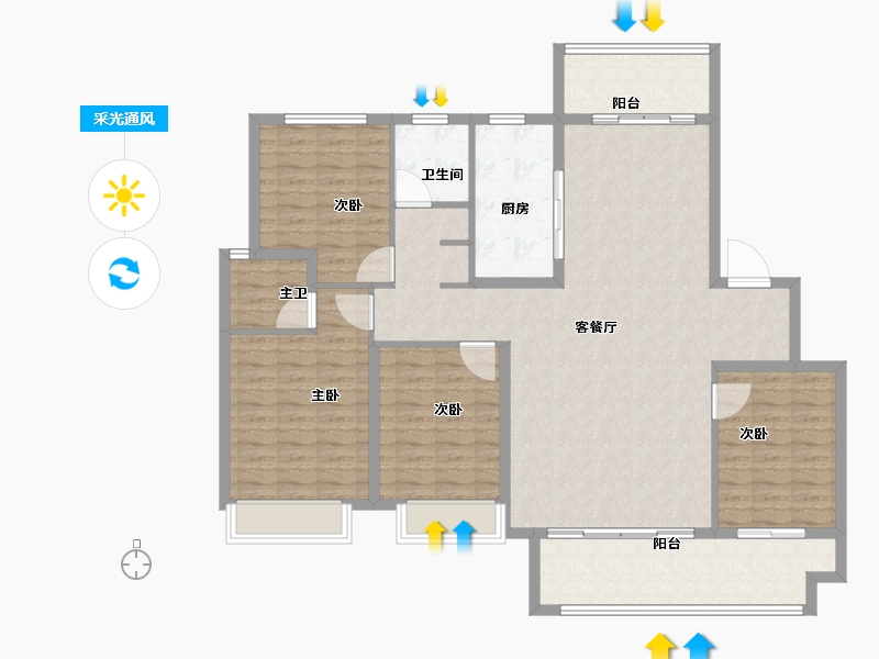 山东省-泰安市-新华·御湖庄园-136.80-户型库-采光通风