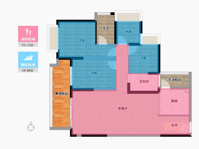 广东省-湛江市-华邦玥珑湾-97.80-户型库-动静分区