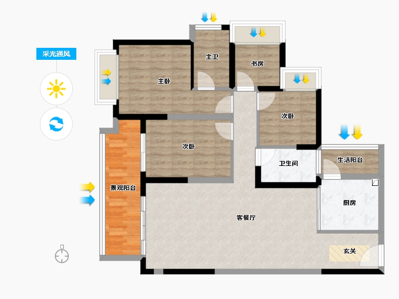 广东省-湛江市-华邦玥珑湾-97.80-户型库-采光通风