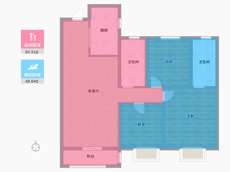 黑龙江省-哈尔滨市-中海观澜庭-98.31-户型库-动静分区