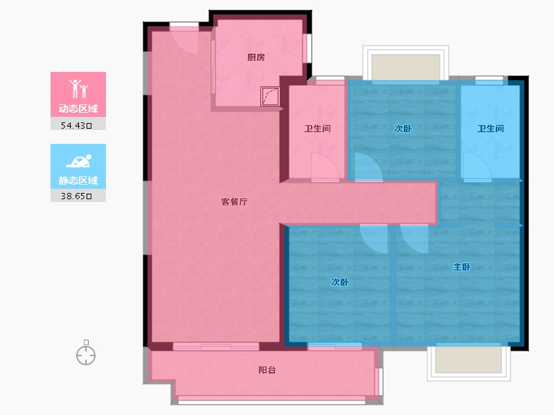 湖北省-武汉市-美的君兰半岛-83.57-户型库-动静分区