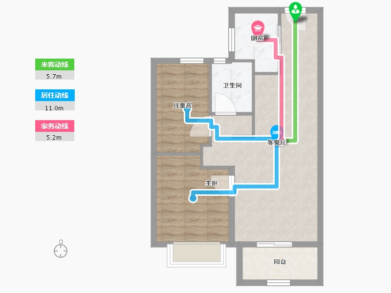 浙江省-宁波市-美的台景美云台府-60.41-户型库-动静线