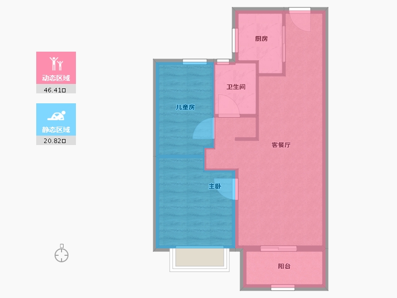 浙江省-宁波市-美的台景美云台府-60.41-户型库-动静分区