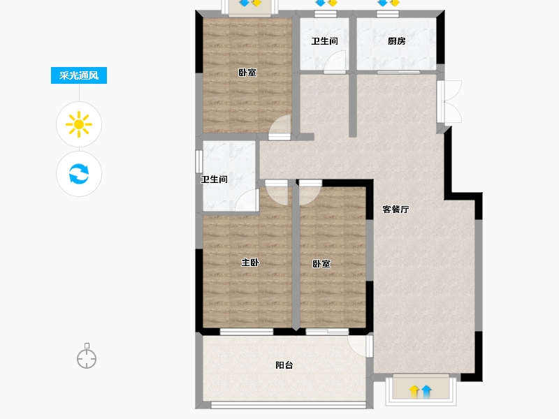 河南省-信阳市-万象城桂园-102.40-户型库-采光通风