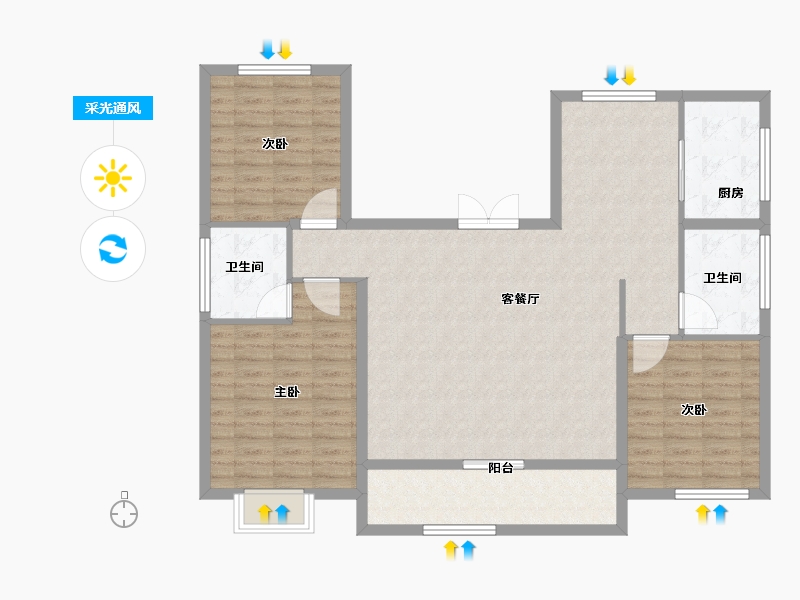 河南省-信阳市-金牛国际社区-113.68-户型库-采光通风