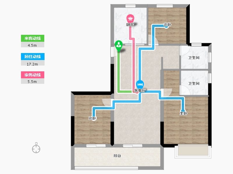 浙江省-宁波市-三里风荷-87.21-户型库-动静线