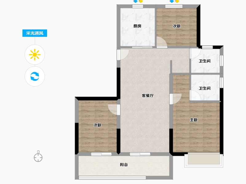 浙江省-宁波市-三里风荷-87.21-户型库-采光通风