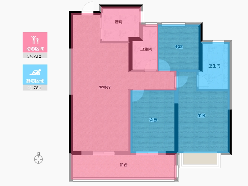 浙江省-宁波市-荣安·新月河滨-88.00-户型库-动静分区