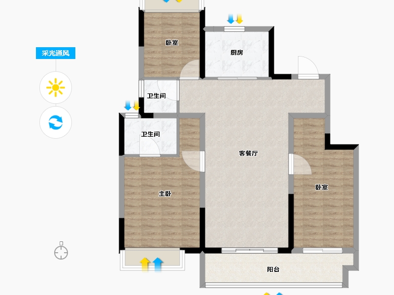 河南省-信阳市-上坤·云湖壹号-103.21-户型库-采光通风