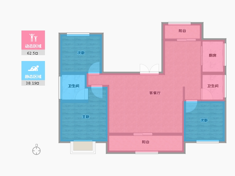 河南省-信阳市-金牛国际社区-89.32-户型库-动静分区