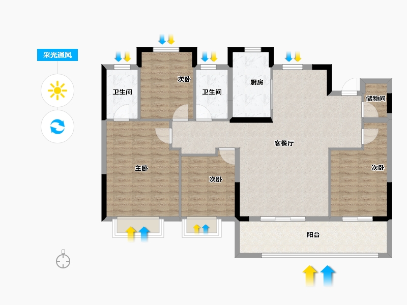 浙江省-宁波市-建发·春江悦-118.40-户型库-采光通风