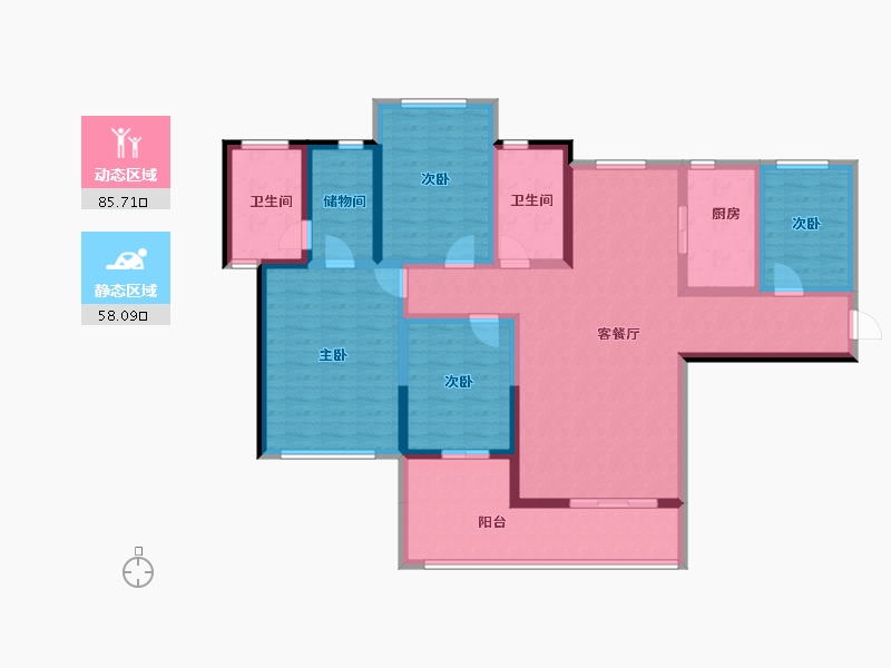 河南省-洛阳市-康城水岸-127.54-户型库-动静分区