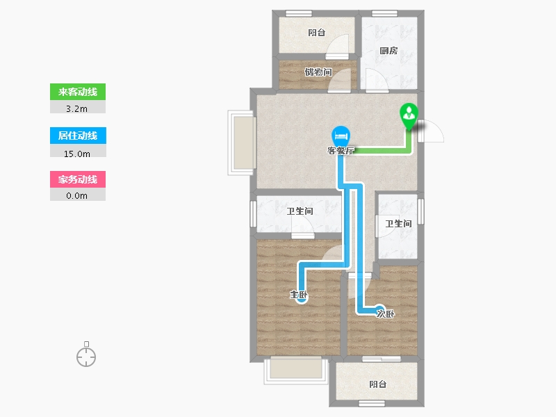 浙江省-宁波市-美的台景美云台府-77.81-户型库-动静线