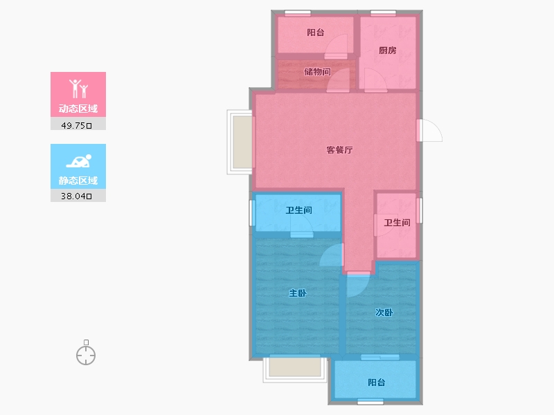 浙江省-宁波市-美的台景美云台府-77.81-户型库-动静分区