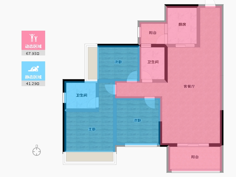 广东省-惠州市-隆生仲恺花园-96.33-户型库-动静分区