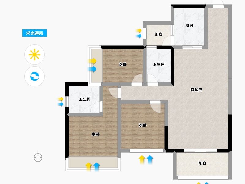 广东省-惠州市-隆生仲恺花园-96.33-户型库-采光通风