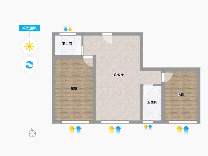 山东省-泰安市-贵和·天锦-58.40-户型库-采光通风