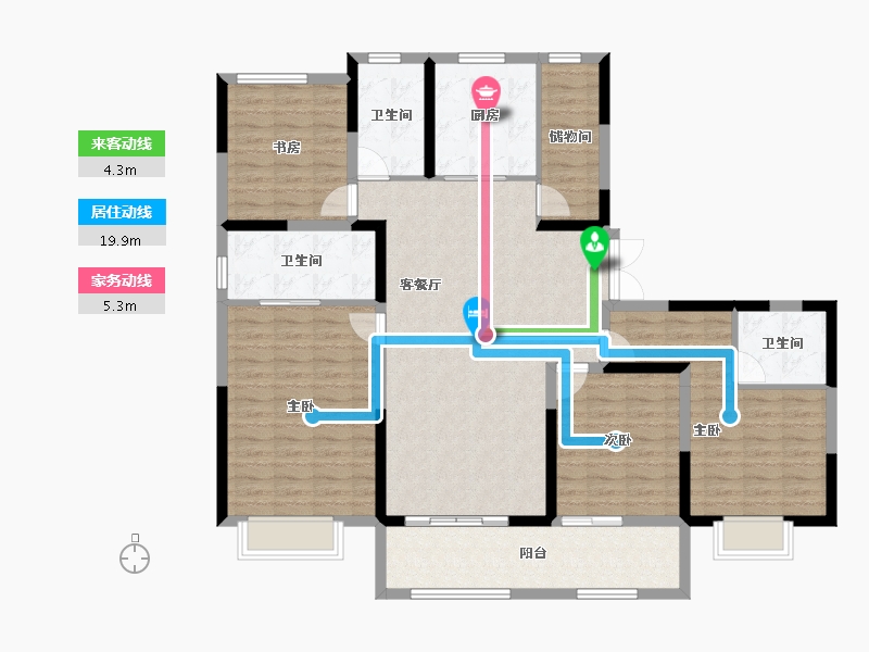 浙江省-宁波市-江皓府-134.09-户型库-动静线