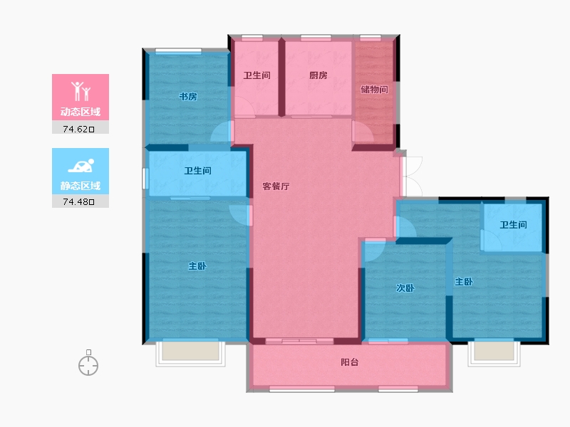 浙江省-宁波市-江皓府-134.09-户型库-动静分区