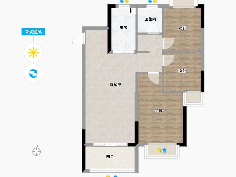 湖北省-武汉市-美的云筑-71.02-户型库-采光通风