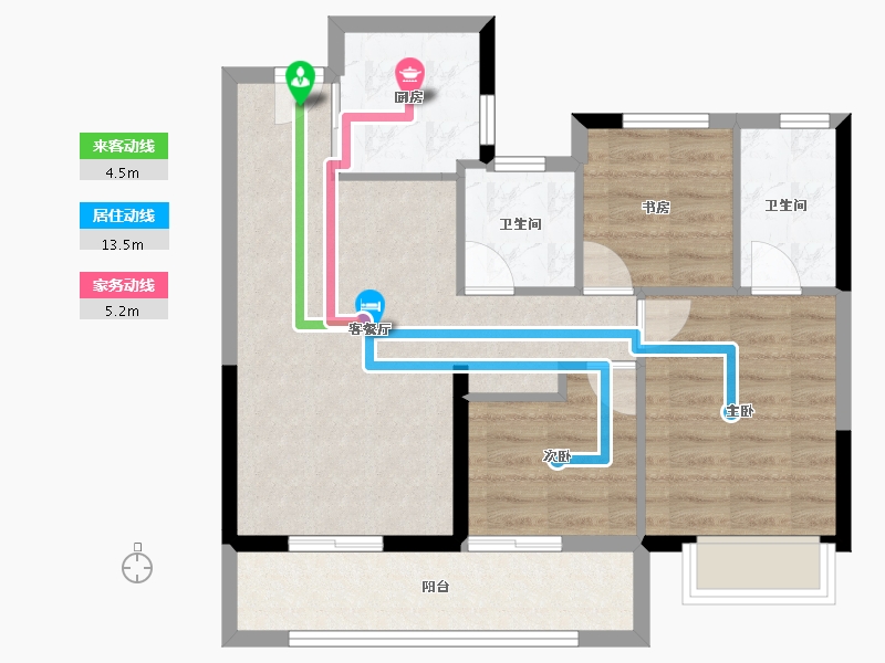 浙江省-宁波市-荣安观棠晴雨府-71.37-户型库-动静线