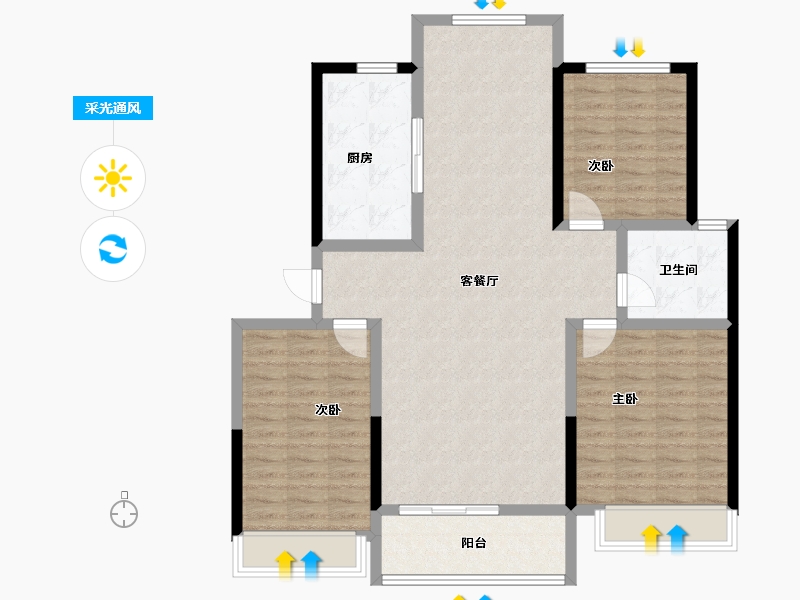 河南省-洛阳市-康城水岸-105.77-户型库-采光通风