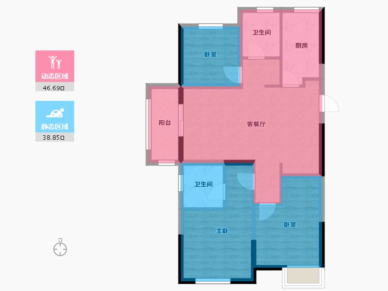 浙江省-嘉兴市-金地云栖湾-76.00-户型库-动静分区