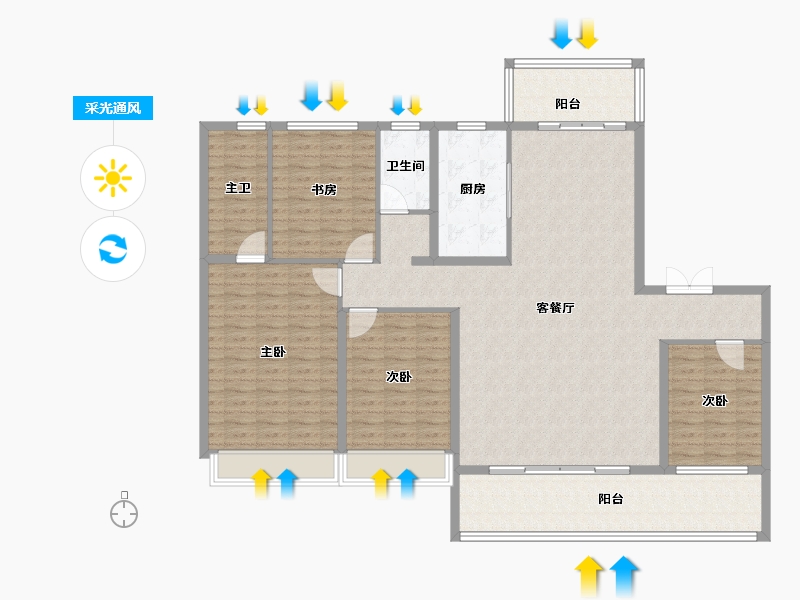 山东省-泰安市-新华·御湖庄园-158.40-户型库-采光通风